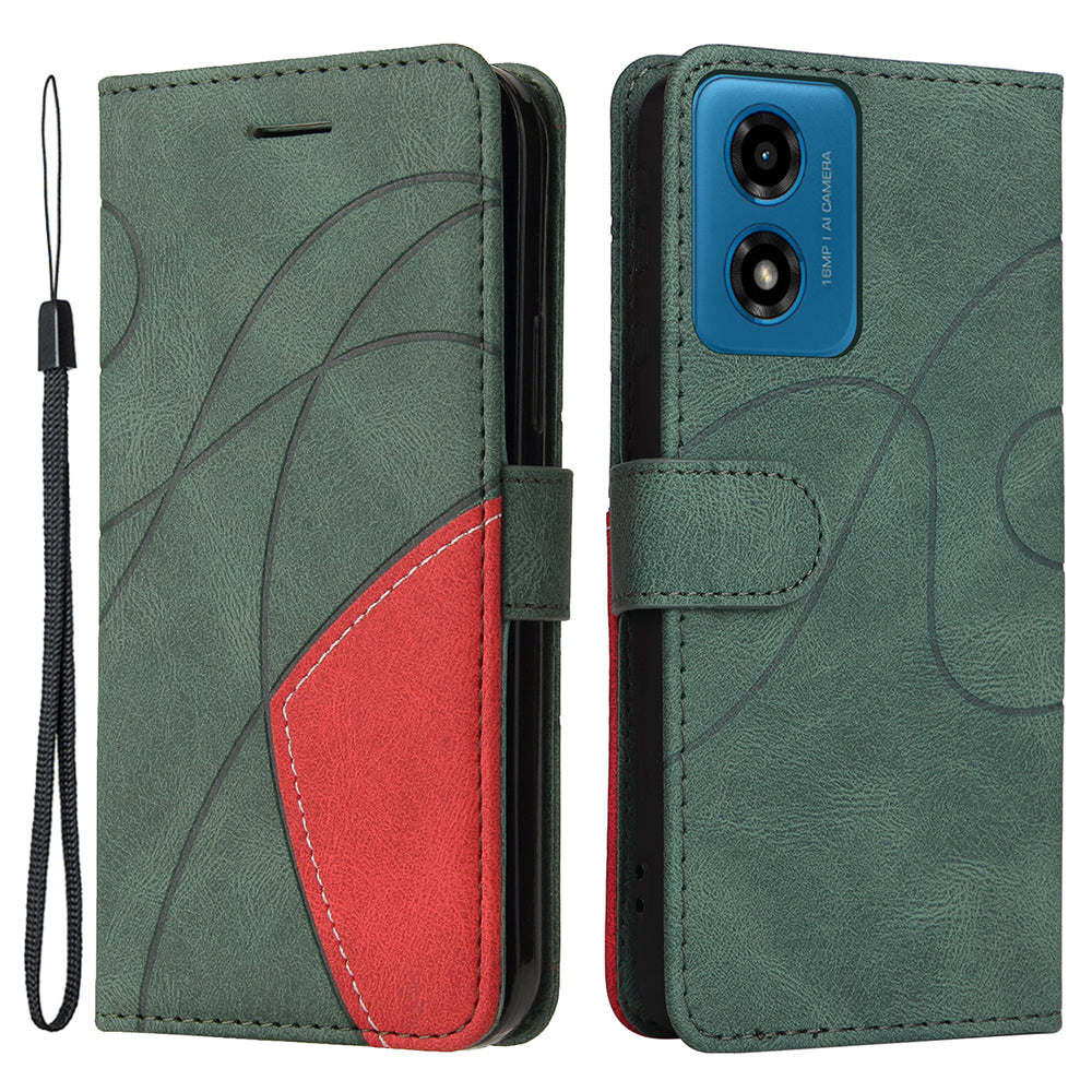 KT Leather Series-1 For Motorola Moto G04 4G / G24 4G Case Dual Color Splicing Leather Wallet Cover KT Leather Series-1 For Motorola Moto G04 4G / G24 4G Case Dual Color Splicing Leather Wallet Cover